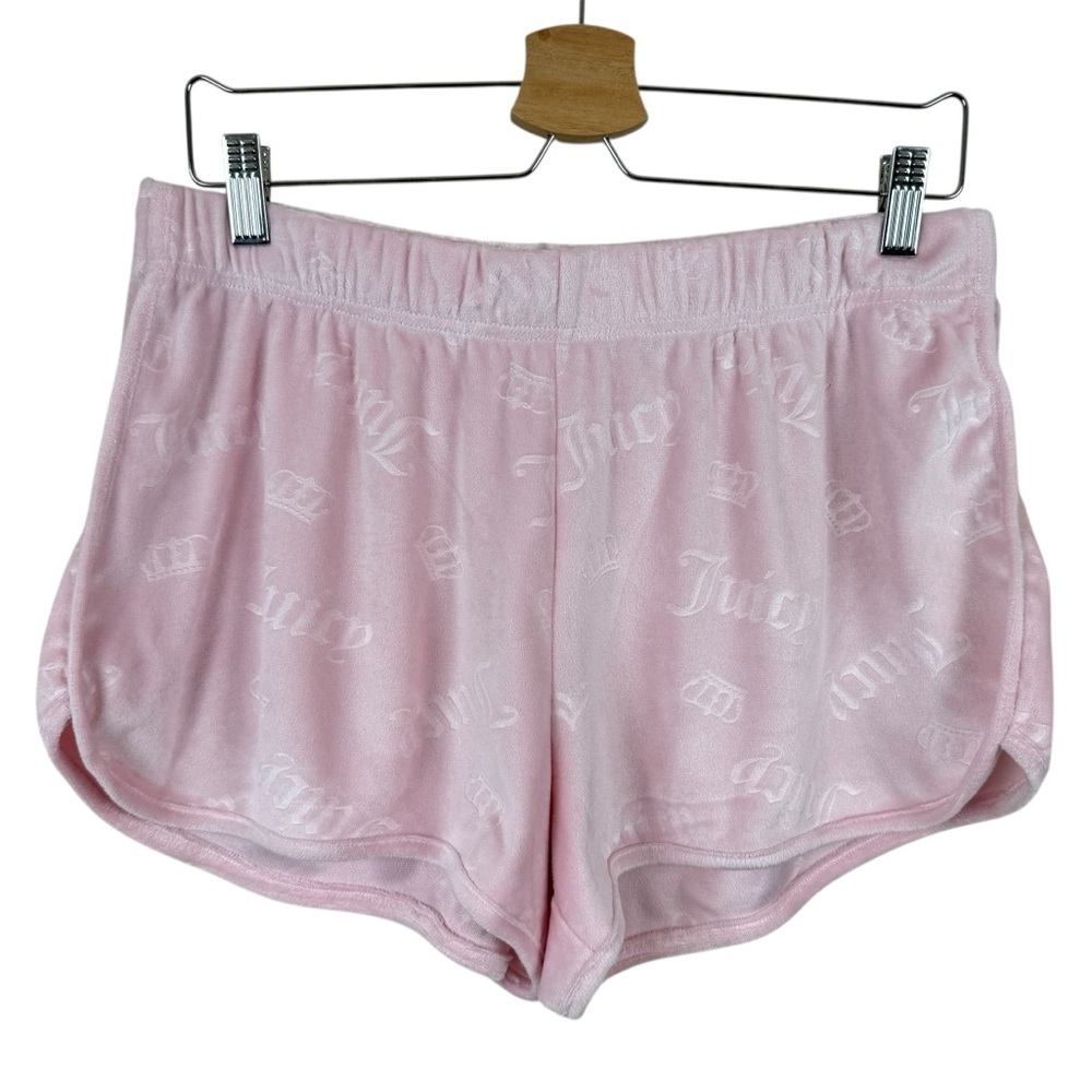 Juicy Couture Light Pink Velour Logo Swimsuit Cover-Up Lounge Shorts - Size L